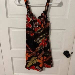 Lucy Love Women's Mini Dress - Brown and Orange Floral